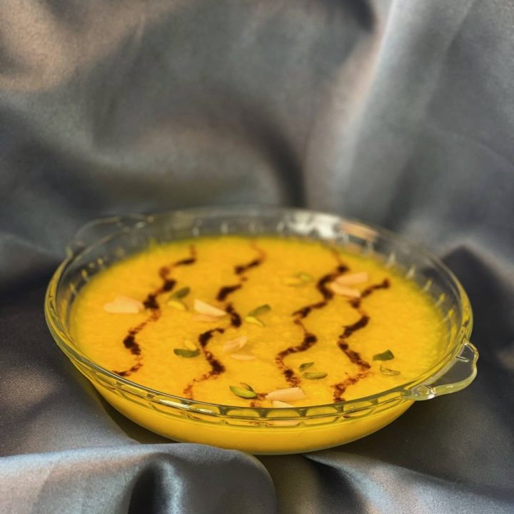 Persian Saffron Rice Pudding (Sholeh Zard)